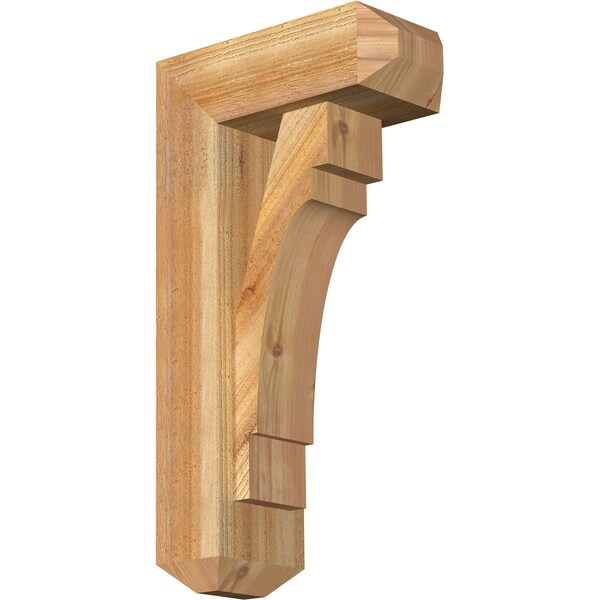 Ekena Millwork Merced Craftsman Rough Sawn Bracket w/ Offset Brace, Western Red Cedar, 6"W x 14"D x 26"H BKT0604X14X26MRC04RWR - main